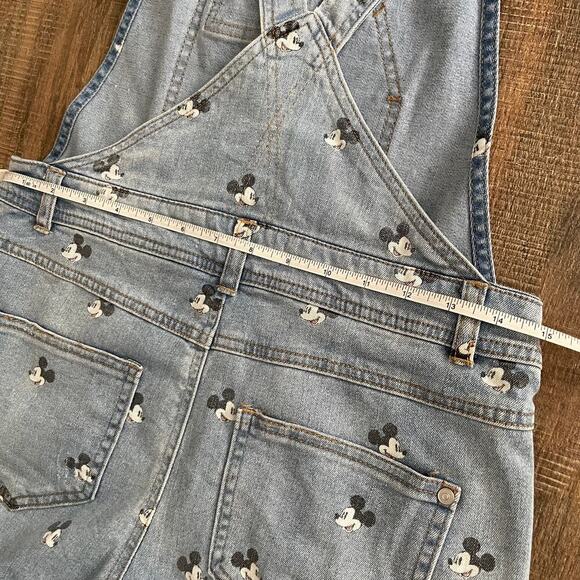 Disney Parks Mickey Mouse Denim Jeans Short Overalls Size M JUNIORS - Picture 7 of 9